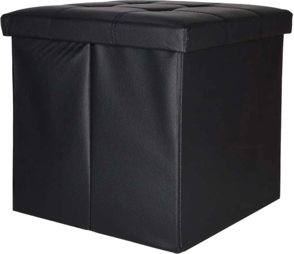 Faltbarer Sitzhocker mit Stauraum aus Kunstleder 38 × 38 × 36 cm, schwarz
