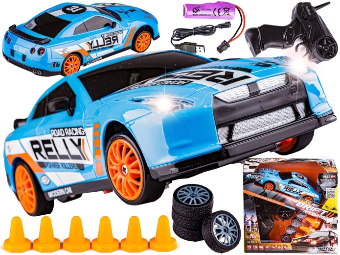 Drift-RC-Auto Nissan GT-R 1:24 2,4 GHz 4WD blau - 1 Stück