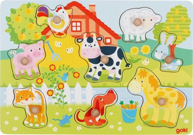 Goki Holzpuzzle Bauernhof-Tiere