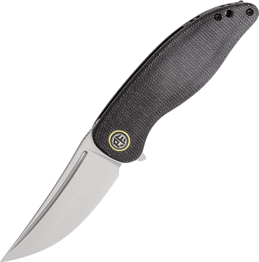 Petrified Fish Simum Taschenmesser, Satin-Klinge, schwarze Micarta
