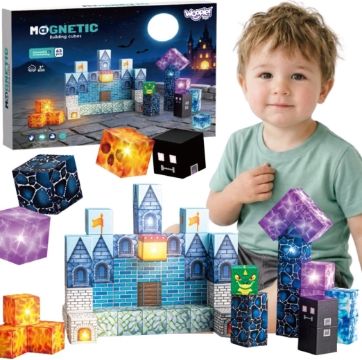Woopie magnetische Konstruktionswürfel Pixel-Schloss 64 Stk.
