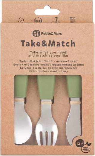 Petite&Mars Set Kinderbesteck aus Edelstahl Take&Match Sweet Pea 12m+