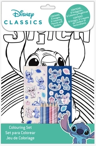 Stitch Ausmalset mit Buntstiften und Stickern