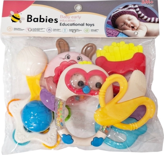 Set aus Rasseln und Beißringen für Babys