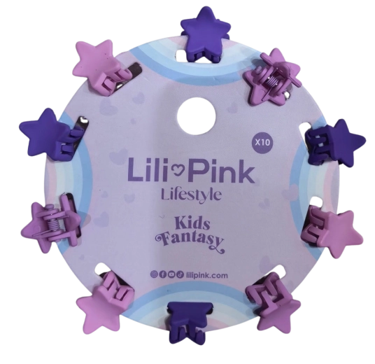 PINK Set Mini-Haarclips Sternchen lila und rosa (10 Stk.)