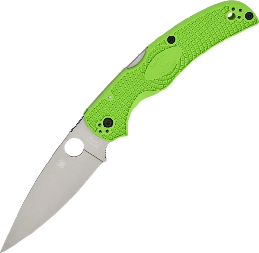 Klappmesser Spyderco Native Chief Salt, neongrünes FRN, Satin-Klinge 10,3 cm