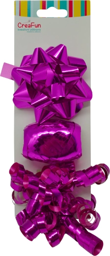 Geschenkset mit metallischen Schleifen und Band, 3 Stk. (Schleifen 9 cm, Band 10 m, Bändchen 6 mm)
