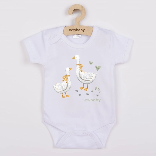 Baby-Body mit kurzen Ärmeln und Gänse-Print New Baby