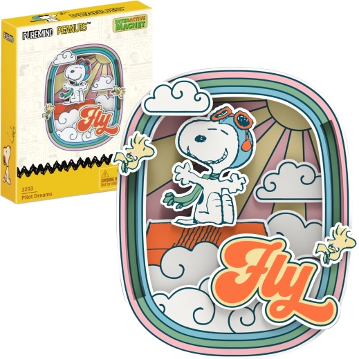 PUREMIND magnetisches Holzmodell Snoopy Peanuts Fly – 3D DIY Deko
