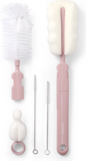 BabyOno Bürsten für Babyflaschen und Sauger mit abnehmbarem Griff, rosa