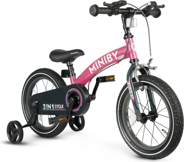 Qplay Miniby 3in1 Kinderfahrrad 14" rosa