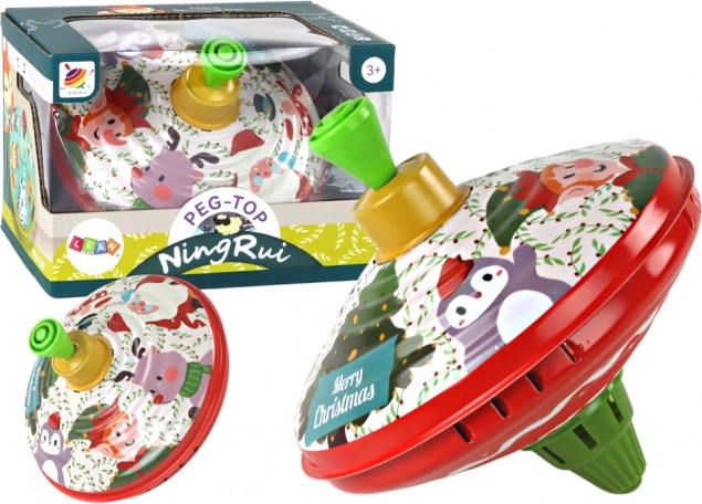 Traditioneller Metallkreisel mit Weihnachtsmann-Motiv