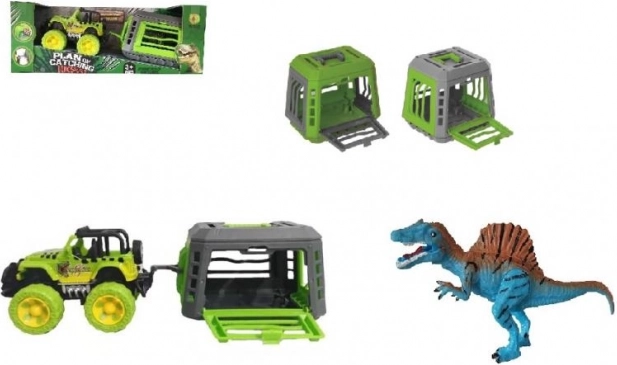 Jeep mit Anhänger und Dinosaurier