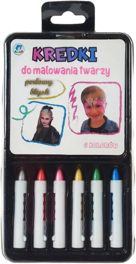 Perlmutt-Schminkstifte für Kinder (Gesichtsbemalung), Set mit 6 Farben
