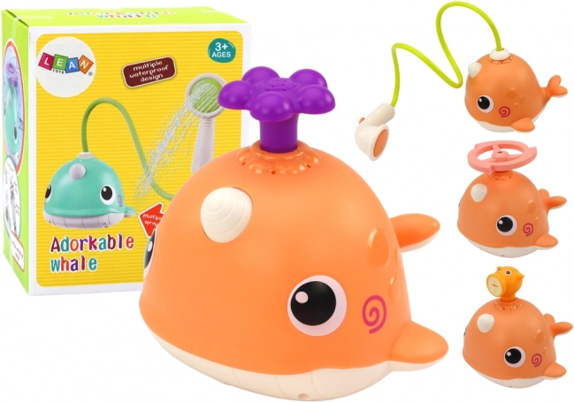 Badespielzeug Wal mit 3 Aufsätzen orange