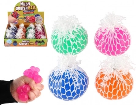 Antistress-Quetschball mit Netz 6 cm – 4 Farben
