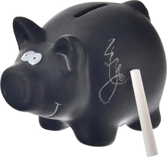Keramik-Spardose Schweinchen schwarz 16 × 12 cm