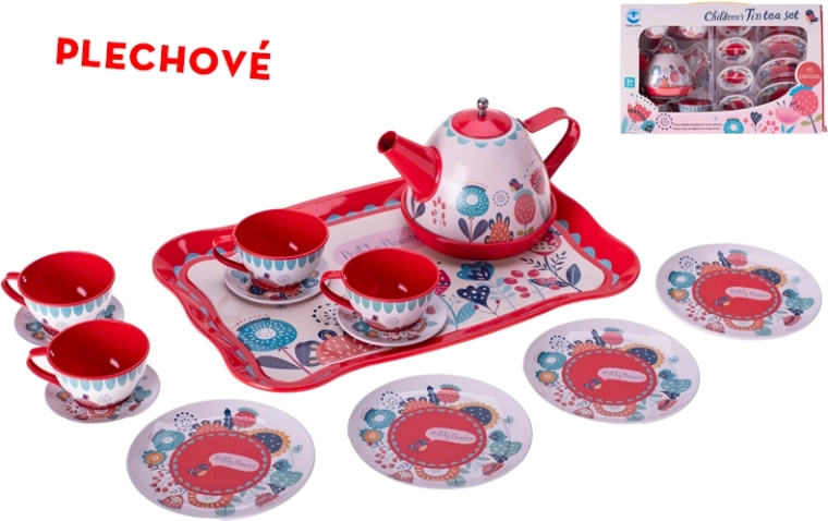 Metallisches Teeset für Kinder mit Tablett, 15 Stk.