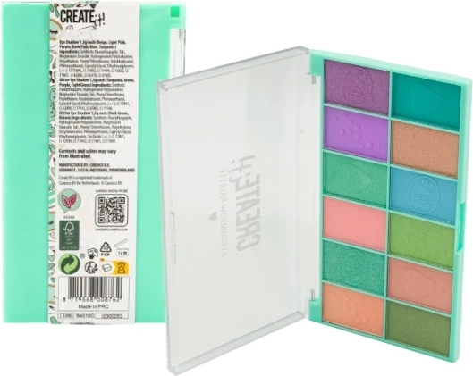 Create it! mintgrüne Lidschattenpalette, 12 Farbtöne