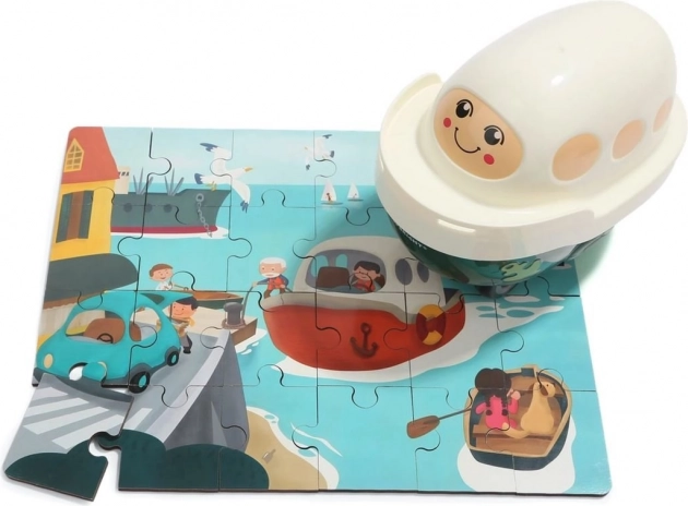 Top Bright Holzpuzzle mit Spielzeug-Schiff, 24 Teile