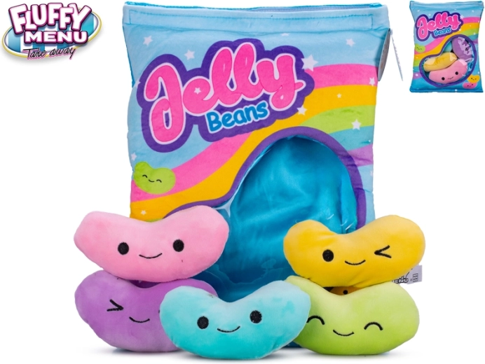 Fluffy Menu Gummiböhnchen – Plüsch-Set mit Kissen für Babys