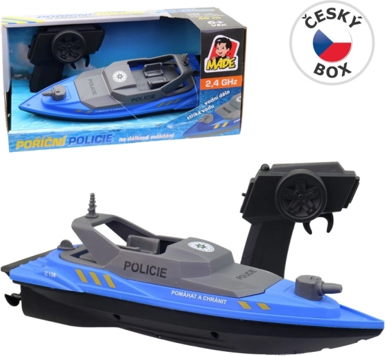 MaDe Polizeiboot ferngesteuert 2,4 GHz mit Wasserspritzfunktion – 1 Stück