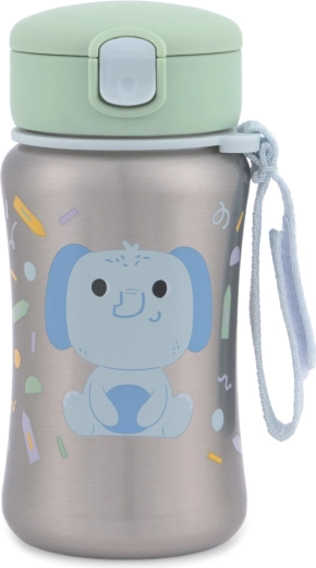 Skip Hop Edelstahl-Trinkflasche mit Strohhalm Besties Squad Elefant 350 ml (12M+)