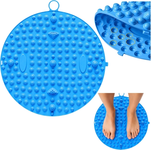 Runde Akupressur-Massageunterlage für die Fußsohlen mit Noppen, blau, 33 cm – 1 Stück