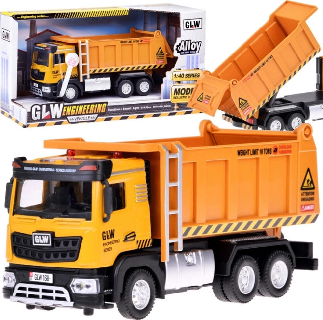 Kinder-Kipper mit Licht und Sound, Metallkarosserie, Pull-Back