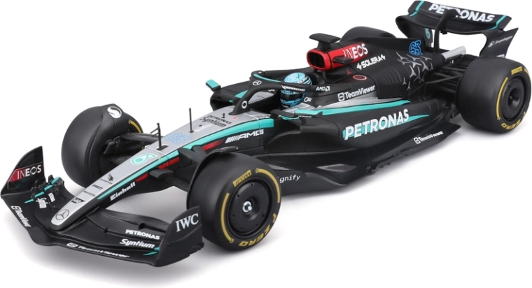 Bburago Modell F1 Mercedes‑AMG Petronas W15 2024 George Russell #63 1:24 im Acryl-Displaycase