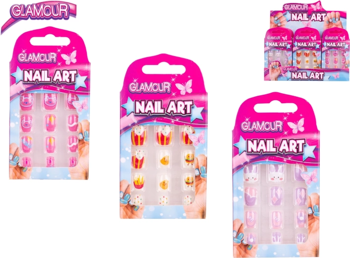 Glamour Set mit selbstklebenden Nägeln für Kinder, 12 Stk.
