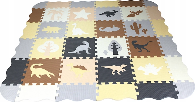 Schaumstoff-Puzzle-Spielmatte Dinosaurier mit Rändern 28 x 28 cm