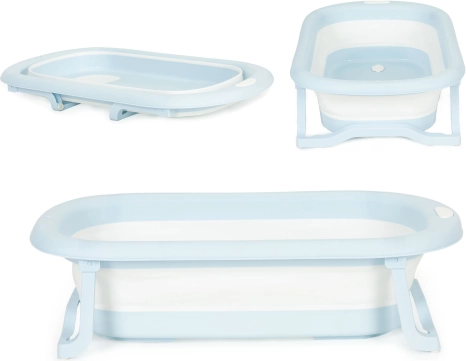 Zusammenklappbare Babybadewanne mit Ablauf ECOTOYS – Grau