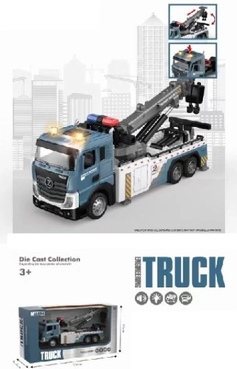 Metall-Lkw mit Kran und Anhänger mit Licht und Sound