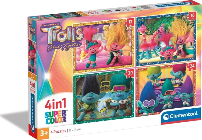 Puzzle 4in1 TROLLS SuperColor (12–24 Teile) – CLEMENTONI