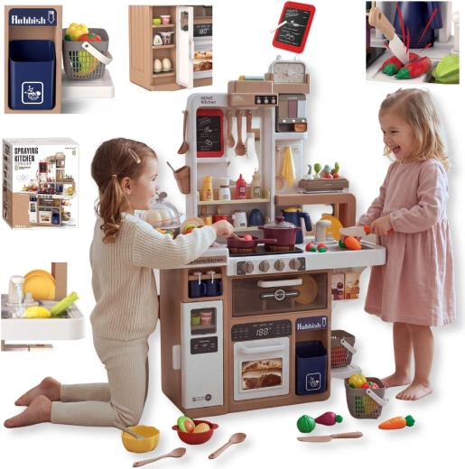Kinderküche TinyMini in Beige mit 104 Zubehörteilen und Effekten