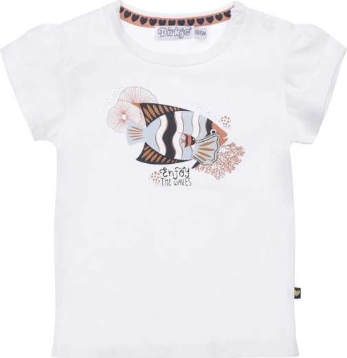 Dirkje weißes Mädchen-T-Shirt mit kurzen Ärmeln Fisch (Gr. 80)