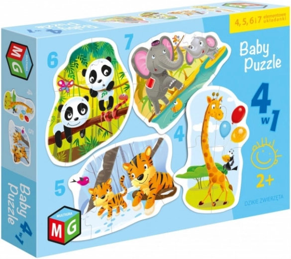 Kinderpuzzle 4-in-1 Wilde Tiere