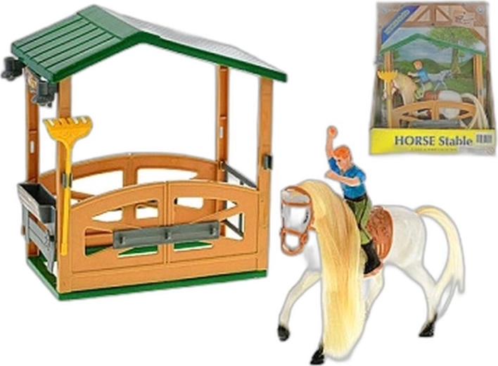 Spielset Stall mit Pferd und Reiter