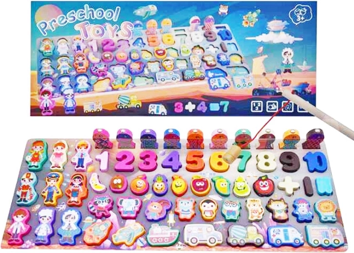 Lernspiel aus Holz für Kinder mit Fischen und Einlegeformen