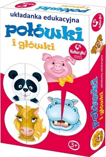 Fröhliches Puzzle Halbheiten und Köpfe für Kinder