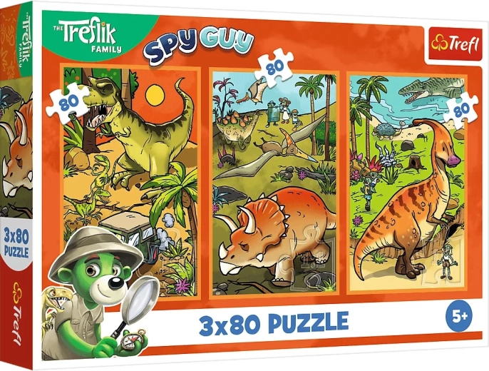 Trefl-Puzzle Treflíci in der Welt der Dinosaurier 3×80 Teile