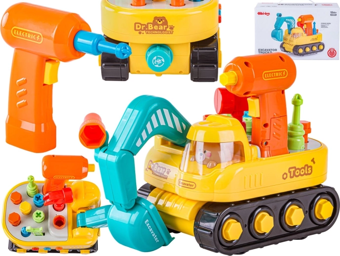 Zerlegbarer Kinderbagger mit elektrischem Schraubendreher und Werkzeug – 1 Stück