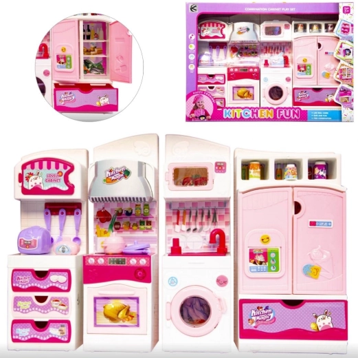 Küchenmöbel- und Zubehör-Set für Puppen, rosa - 1 Stück
