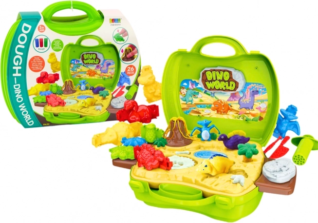 Plastilin Dinosaurierwelt im Koffer – Formen und Werkzeuge, grün