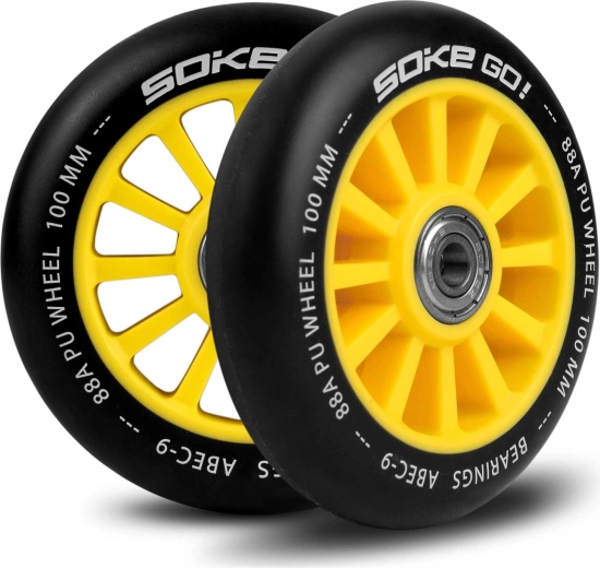 Gelbe 100-mm-Rollen für Scooter SOKE – Set 2 Stk.