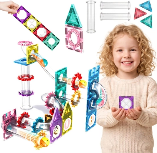 WOOPIE magnetischer 3D-Baukasten mit Kugelbahn, 126 Teile