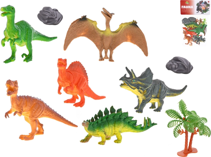 Set Dinosaurier 12–13 cm, 6 Stück mit Zubehör im Beutel
