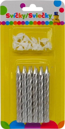Jumbo-Geburtstagskerze, metallic-silbern mit Glitzer