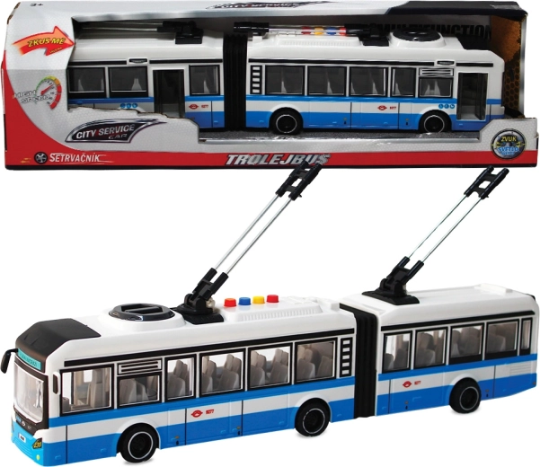 Gelenkoberleitungsbus 1:16 blau mit Geräuschen und Schwungrad